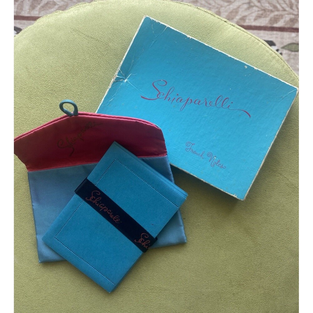 Vintage Schiaparelli French Notes In Logo Pouch & Box